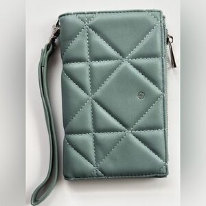 Elegant Quilted Wristlet in Sage Green